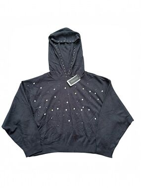 Chaser Jeweled Stud Oversized Black Hoodie Size Small NWT